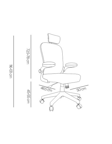 Silla q connect ergonomica pal ermo malla base nylon alt max 1300 anc 610 prof 600 ruedas premium color blanco gris