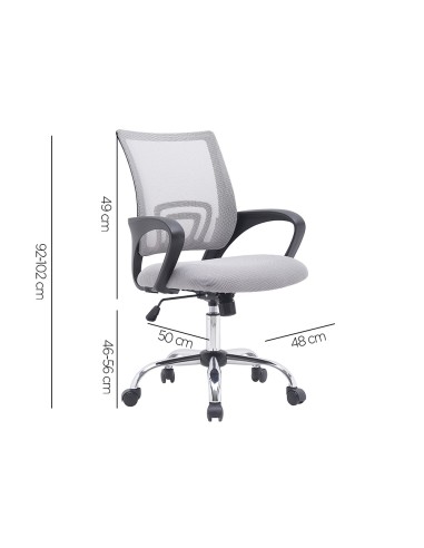 Silla q connect oficina siena malla base metalica alt max 1000 anc 560 prof 570 ruedas premium color blanco gris