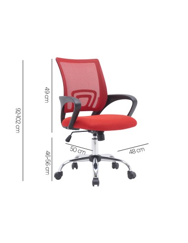 Silla q connect oficina siena malla base metalica alt max 1000 anc 560 prof 570 ruedas premium color negro rojo