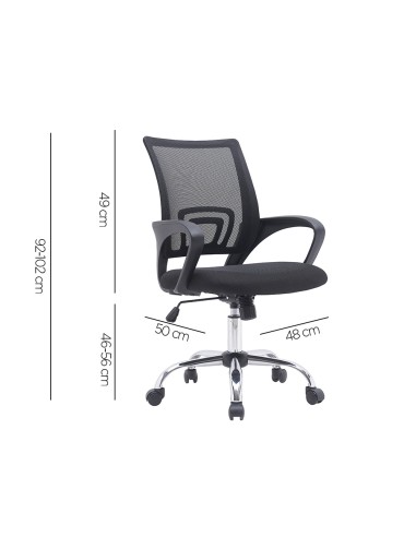 Silla q connect oficina siena malla base metalica alt max 1000 anc 560 prof 570 ruedas premium color negro