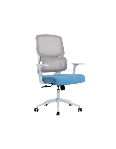 Silla q connect oficina lucca malla base metalica alt max 1090 anc 700 prof 650 ruedas premium color blanco gris azul