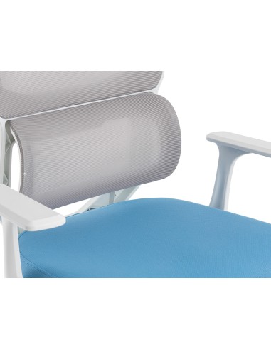 Silla q connect oficina lucca malla base metalica alt max 1090 anc 700 prof 650 ruedas premium color blanco gris azul