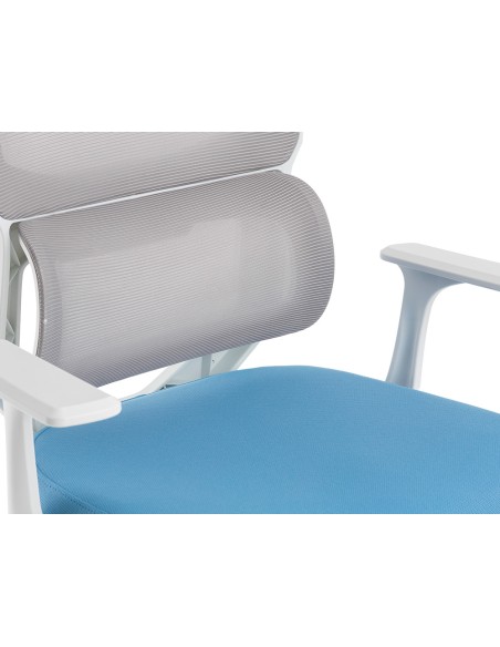 Silla q connect oficina lucca malla base metalica alt max 1090 anc 700 prof 650 ruedas premium color blanco gris azul Silla q connect oficina lucca malla base metalica alt max 1090 anc 700 prof 650 ruedas premium color blanco gris azul