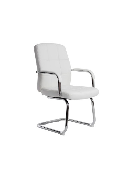 Silla q connect escritorio pia ve simil piel base metalica alt max 1050 anc 610 prof 680 color blanco Silla q connect escritorio pia ve simil piel base metalica alt max 1050 anc 610 prof 680 color blanco