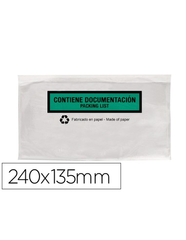 Sobre autoadhesivo q connect portadocumentos multilingue 240x135 mm sin ventana 100 papel paquete de 100 unidades