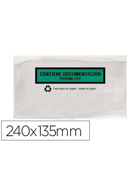 Sobre autoadhesivo q connect portadocumentos multilingue 240x135 mm sin ventana 100 papel paquete de 100 unidades