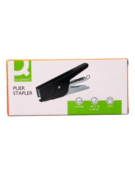 Grapadora q connect de tenaza capacidad 15 hojas usa grapas 21 4