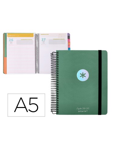 Agenda escolar antartik ano 24 25 curso coleccion minimal green dia pagina a5