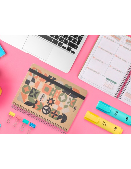 Agenda escolar liderpapel ano 24 25 curso fantasia kraft maxi dia pagina a5