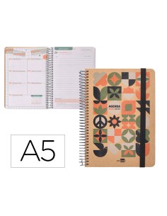 Agenda escolar liderpapel ano 24 25 curso fantasia kraft maxi dia pagina a5