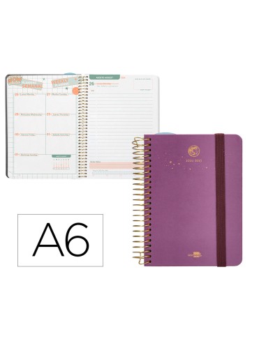 Agenda escolar liderpapel ano 24 25 curso classic lines morado dia pagina a6