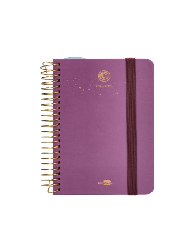 Agenda escolar liderpapel ano 24 25 curso classic lines morado dia pagina a6
