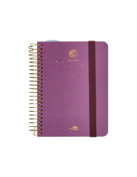 Agenda escolar liderpapel ano 24 25 curso classic lines morado dia pagina a6
