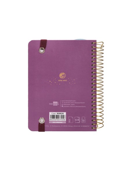 Agenda escolar liderpapel ano 24 25 curso classic lines morado dia pagina a6