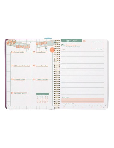 Agenda escolar liderpapel ano 24 25 curso classic lines morado dia pagina a6