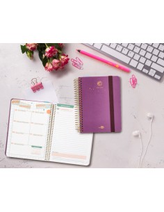 Agenda escolar liderpapel ano 24 25 curso classic lines morado dia pagina a6