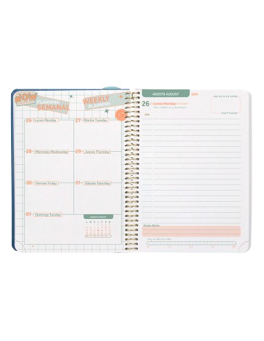 Agenda escolar liderpapel ano 24 25 curso classic lines azul dia pagina a6