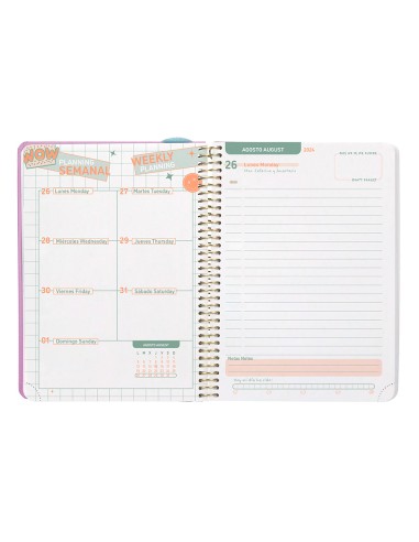 Agenda escolar liderpapel ano 24 25 curso classic lines rosa dia pagina a6