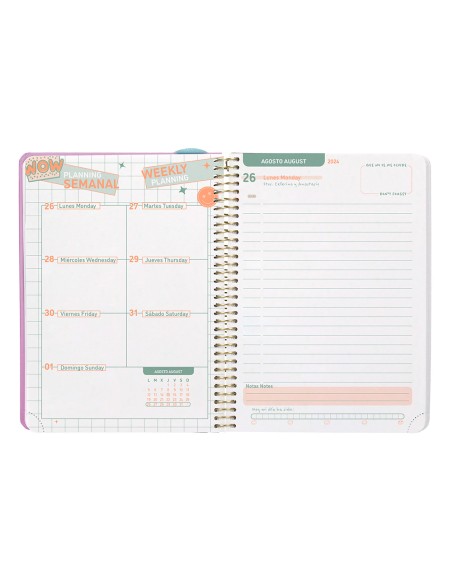 Agenda escolar liderpapel ano 24 25 curso classic lines rosa dia pagina a6