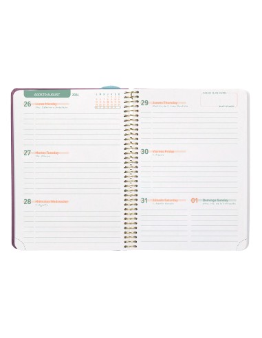 Agenda escolar liderpapel ano 24 25 curso classic lines morado semana vista a5