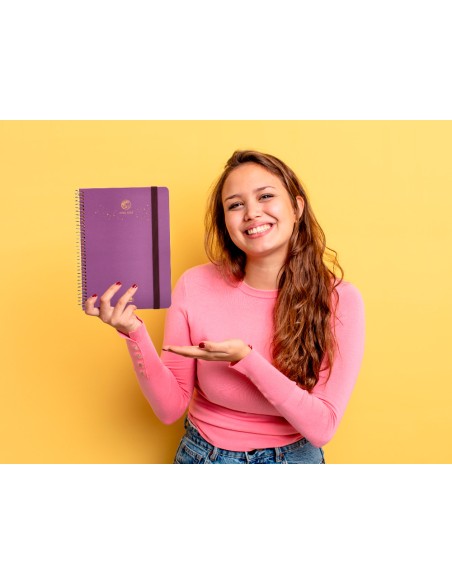 Agenda escolar liderpapel ano 24 25 curso classic lines morado semana vista a5