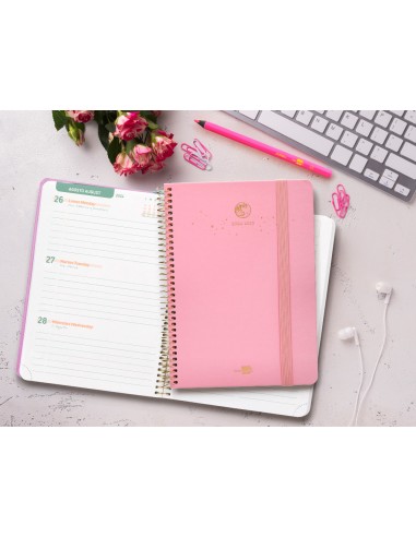 Agenda escolar liderpapel ano 24 25 curso classic lines rosa semana vista a5