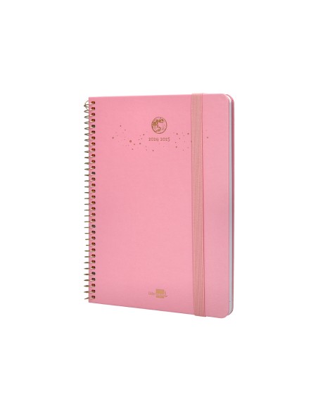 Agenda escolar liderpapel ano 24 25 curso classic lines rosa semana vista a5