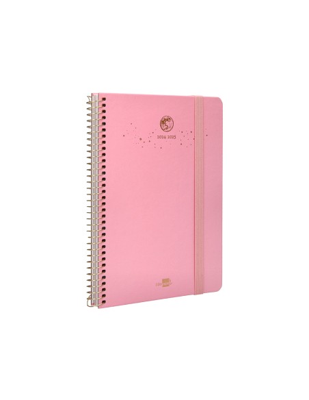 Agenda escolar liderpapel ano 24 25 curso classic lines rosa semana vista a5