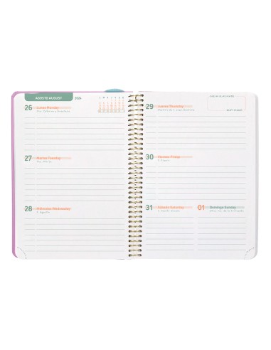 Agenda escolar liderpapel ano 24 25 curso classic lines rosa semana vista a5