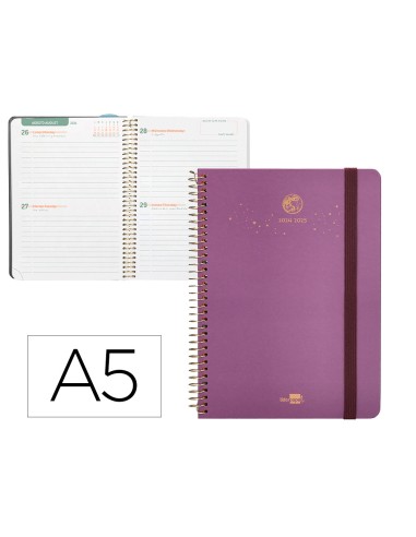 Agenda escolar liderpapel ano 24 25 curso classic lines morado 2 dias pagina a5