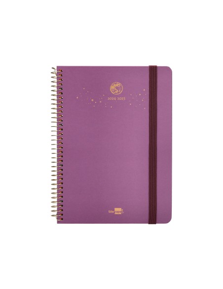 Agenda escolar liderpapel ano 24 25 curso classic lines morado 2 dias pagina a5