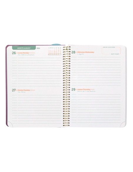 Agenda escolar liderpapel ano 24 25 curso classic lines morado 2 dias pagina a5