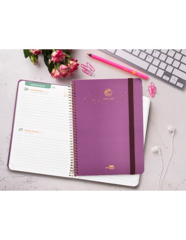 Agenda escolar liderpapel ano 24 25 curso classic lines morado 2 dias pagina a5