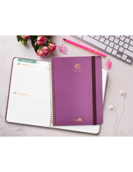 Agenda escolar liderpapel ano 24 25 curso classic lines morado 2 dias pagina a5