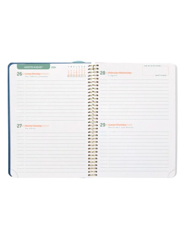 Agenda escolar liderpapel ano 24 25 curso classic lines azul 2 dias pagina a5