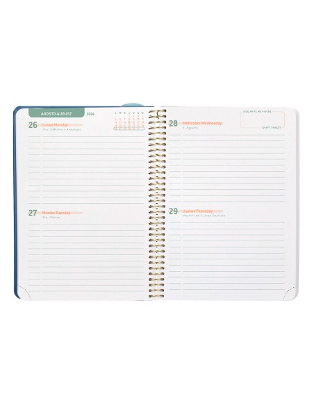 Agenda escolar liderpapel ano 24 25 curso classic lines azul 2 dias pagina a5