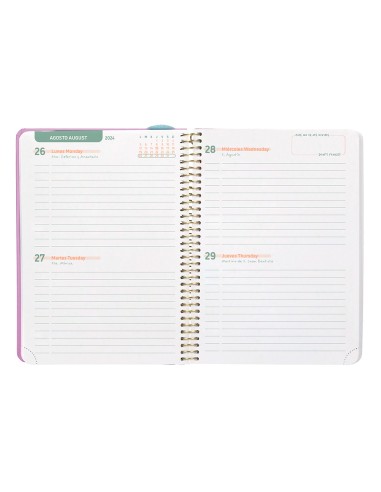 Agenda escolar liderpapel ano 24 25 curso classic lines rosa 2 dias pagina a5