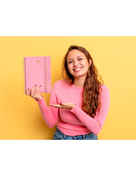 Agenda escolar liderpapel ano 24 25 curso classic lines rosa 2 dias pagina a5