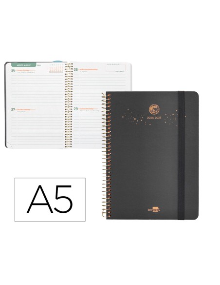 Agenda escolar liderpapel ano 24 25 curso classic lines antracita 2 dias pagina a5