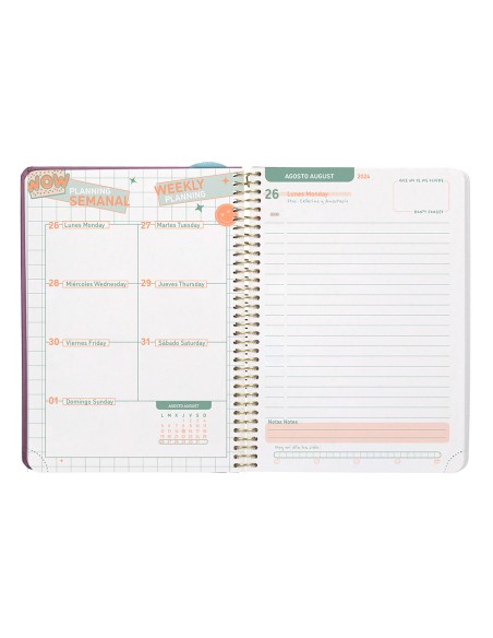 Agenda escolar liderpapel ano 24 25 curso classic lines morado dia pagina a5