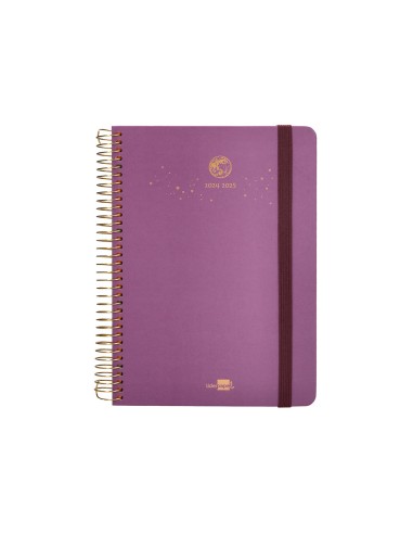 Agenda escolar liderpapel ano 24 25 curso classic lines morado dia pagina a5