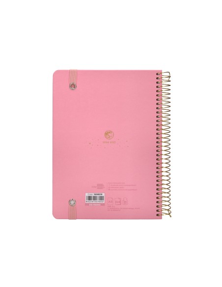 Agenda escolar liderpapel ano 24 25 curso classic lines rosa dia pagina a5