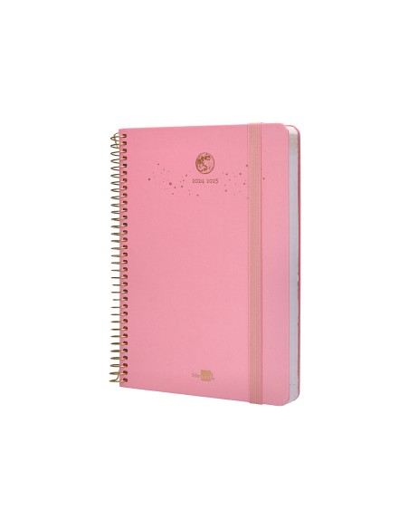 Agenda escolar liderpapel ano 24 25 curso classic lines rosa dia pagina a5