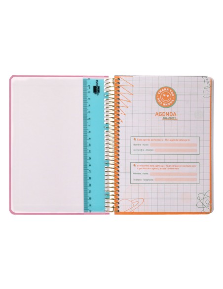 Agenda escolar liderpapel ano 24 25 curso classic lines rosa dia pagina a5