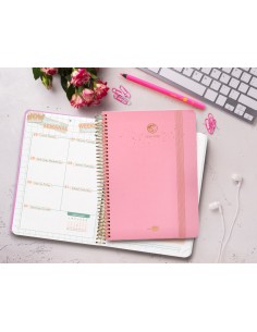 Agenda escolar liderpapel ano 24 25 curso classic lines rosa dia pagina a5