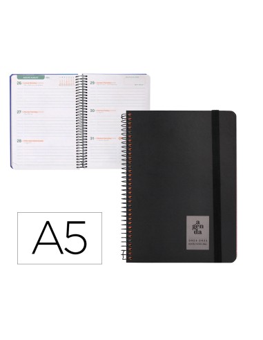 Agenda escolar liderpapel ano 24 25 curso classic negro 2 dias pagina a5