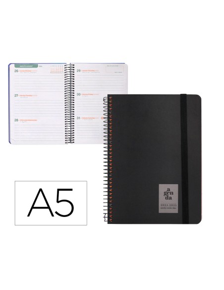 Agenda escolar liderpapel ano 24 25 curso classic negro 2 dias pagina a5