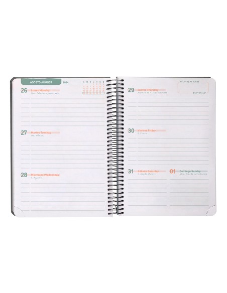 Agenda escolar liderpapel ano 24 25 curso classic negro 2 dias pagina a5