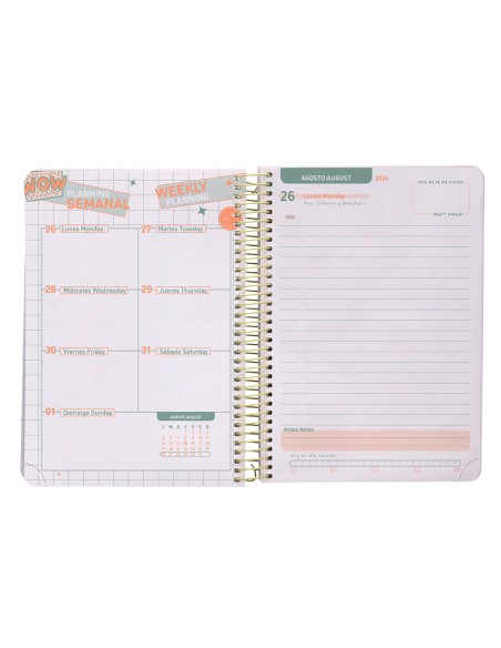 Agenda escolar liderpapel ano 24 25 curso basic rosa dia pagina a5