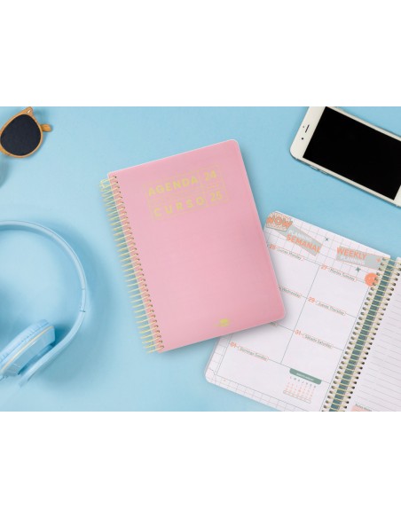 Agenda escolar liderpapel ano 24 25 curso basic rosa dia pagina a5